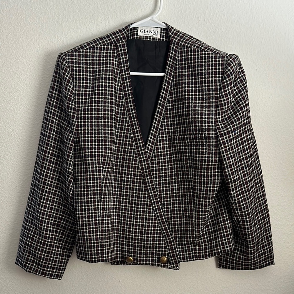 Gianni Black and White Plaid Women's Jacket